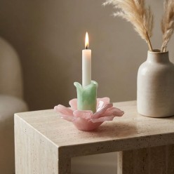 Portacandele Fiore in Vetro Green Pink EDG | Selezione Lemoire Home