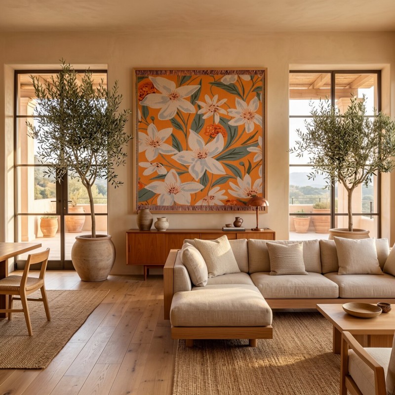 Quadro Arazzo Floreale Orange Mix | Decorazione Luxury Lemoire Home