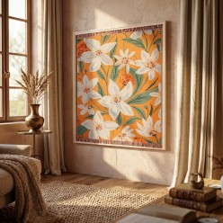 Quadro Arazzo Floreale Orange Mix | Decorazione Luxury Lemoire Home