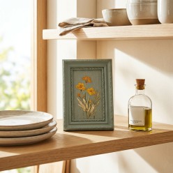 Quadro Botanico EDG Rettangolare con Fiori Gialli e Cornice Legno