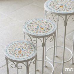 Tris alzatine da balcone | Fioriere con maiolica primavera EDG