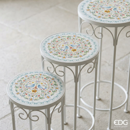 Tris alzatine da balcone | Fioriere con maiolica primavera EDG