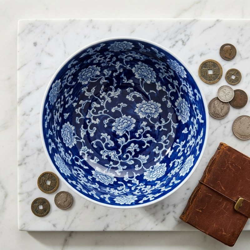 Bowl Chinoiserie in Ceramica Blu e Bianca H16 D36 | Lemoire Home Bowl Chinoiserie in Ceramica Blu e Bianca H16 D36 | Lemoire Home