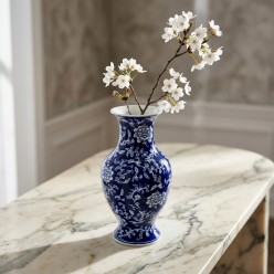 Vaso Chinoiserie Blu e Bianco H35,5 cm – Selezione Lemoire Home