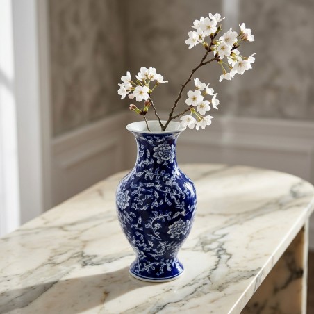 Vaso Chinoiserie Blu e Bianco H35,5 cm – Selezione Lemoire Home