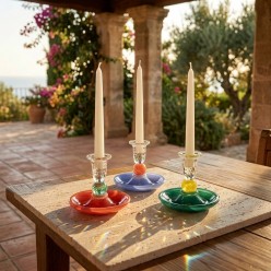 Portacandele Gaily in Vetro Colorato Abhika | Lemoire Home
