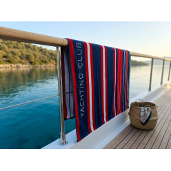 Telo Mare Daunex Yachting Club in Spugna Luxury Righe Blu e Rosse