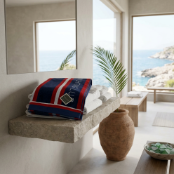 Telo Mare Daunex Yachting Club in Spugna Luxury Righe Blu e Rosse