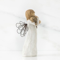 Statua Angel of Friendship Willow Tree con Cane in Resina h 13 cm