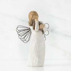 Statua Angel of Friendship Willow Tree con Cane in Resina h 13 cm