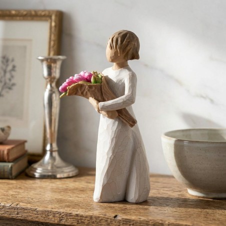 Statua Willow Tree Bright Hope con Tulipani Rosa | Lemoire Home
