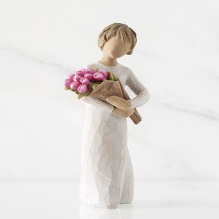 Statua Willow Tree Bright Hope con Tulipani Rosa | Lemoire Home
