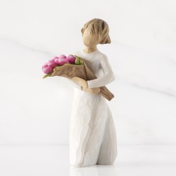 Statua Willow Tree Bright Hope con Tulipani Rosa | Lemoire Home