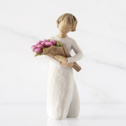 Statua Willow Tree Bright Hope con Tulipani Rosa | Lemoire Home