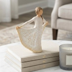 Statua Willow Tree Butterfly | Scultura Resina con Dettagli in Oro