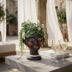 Vaso Moro Head Abhika Nero in Ceramica | Lemoire Home