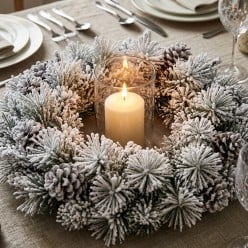 Corona Natalizia Arves Innevata 60 cm: l'Inverno firmato Lemoire Home