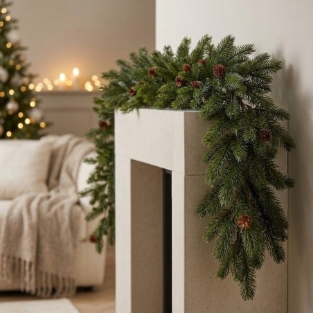 Festone Pino Artificiale EDG con Pigne Naturale Luxury 180 cm su camino