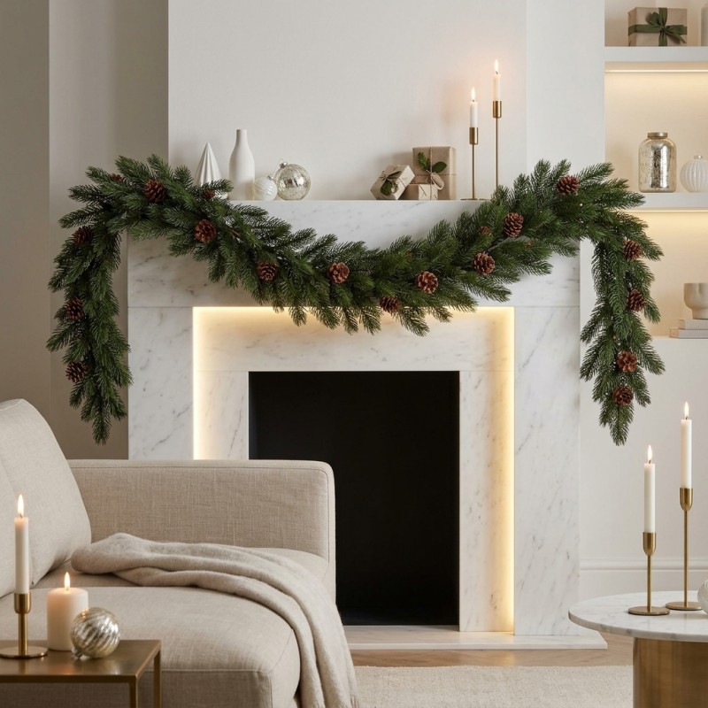 Festone Pino Artificiale EDG con Pigne Naturale Luxury 180 cm selezione LEMOIRE HOME