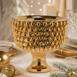 Vaso Ciotola Pigna Fenice con Piede Oro - EDG Enzo De Gasperi