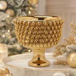 Vaso Ciotola Pigna Fenice con Piede Oro - EDG Enzo De Gasperi