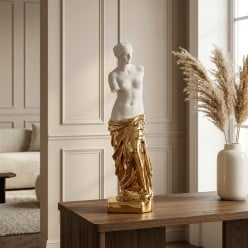 Statua Venere Clarynd in Ceramica Bianco e Oro - H41 Bizzotto