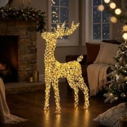 Renna Zoe Gold Lemoire: Scultura Natalizia Luminosa 600 Microled h80
