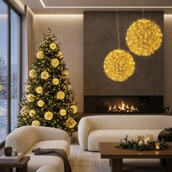 Sfera Luminosa di Natale in Oro: decorazione Natalizia elegante