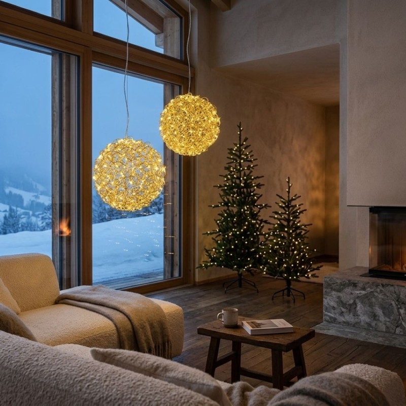 Sfera Luminosa di Natale in Oro: decorazione Natalizia elegante