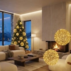 Sfera Luminosa di Natale in Oro: decorazione Natalizia elegante