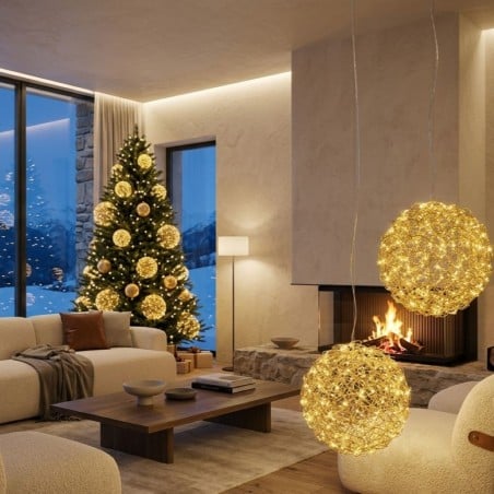 Sfera Luminosa di Natale in Oro: decorazione Natalizia elegante