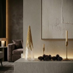Albero di Natale in Vetro e Oro h30 pino decorativo| Lemoire Home