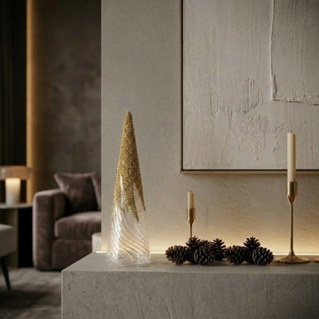 Albero di Natale in Vetro e Oro h30 pino decorativo| Lemoire Home