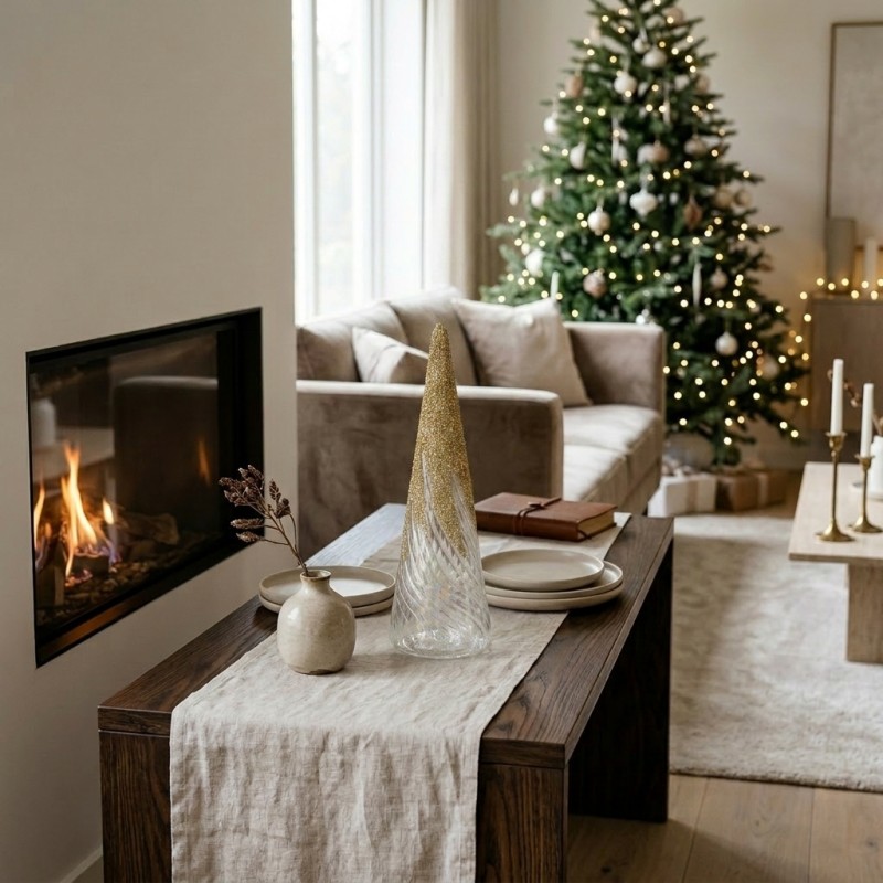 Albero di Natale in Vetro e Oro h30 pino decorativo| Lemoire Home