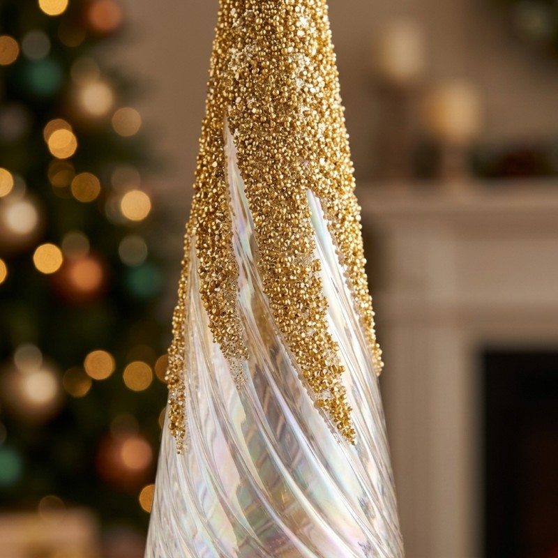 Albero di Natale in Vetro e Oro h30 pino decorativo| Lemoire Home