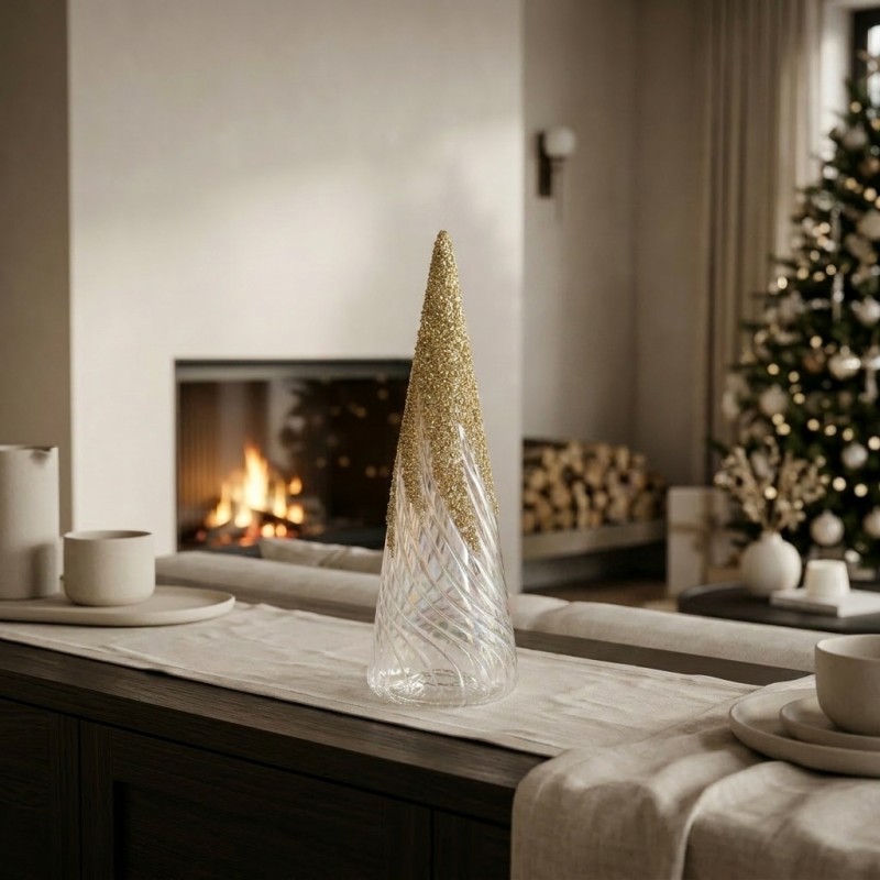 Albero di Natale in Vetro e Oro h30 pino decorativo| Lemoire Home