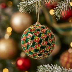 Sfera Blowsy Natale in Velluto e Fiori Oro - Lemoire Home