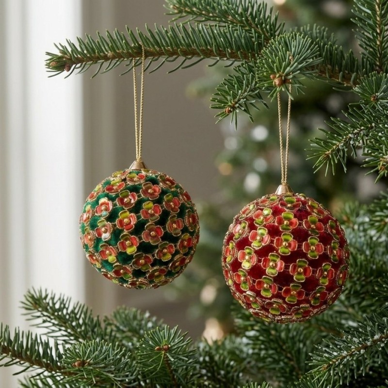 Sfera Blowsy Natale in Velluto e Fiori Oro - Lemoire Home