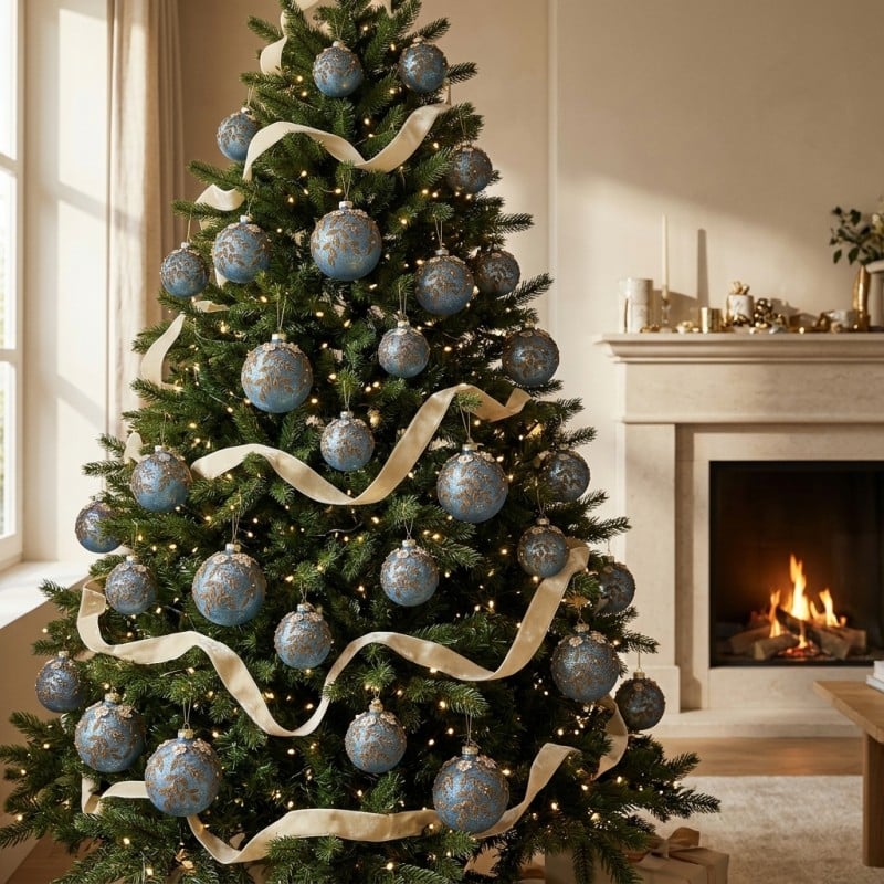 Sfera natalizia Botany blu in vetro decorato oro | Lemoire Home Sfera natalizia Botany blu in vetro decorato oro | Lemoire Home