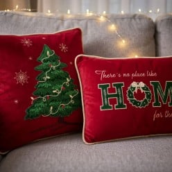 Cuscino Natalizio Windsome Home Velluto Rosso 50x33 cm
