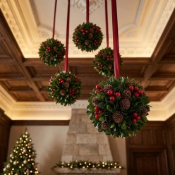 Sfera Decorativa di Natale Verde con Bacche e Pigne - Lemoire Home