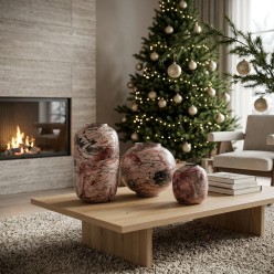 Vaso natalizio Lehri melange rosso e beige - Lemoire Home