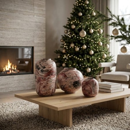 Vaso natalizio Lehri melange rosso e beige - Lemoire Home