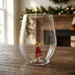 Bicchiere con Albero di Natale in Vetro Soffiato lemoire home