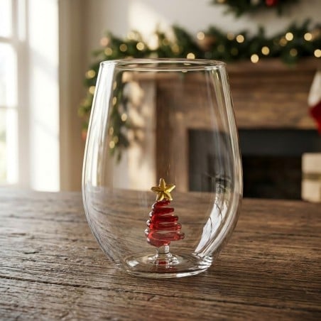 Bicchiere con Albero di Natale in Vetro Soffiato lemoire home