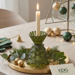 Portacandela in Vetro a Forma di Albero di Natale EDG Enzo De Gasperi - 14 cm