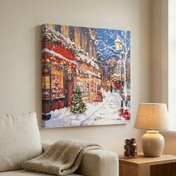 Quadro Natalizio Moderno Silent Night 60x60 Lemoire Home