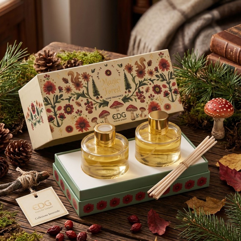 Set Regalo di Natale EDG "Magic Forest": Profumatore a Bastoncini e Spray Ambiente