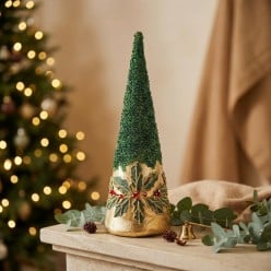Alberello di Natale in Vetro Verde e Oro con Vischio | Lemoire Home