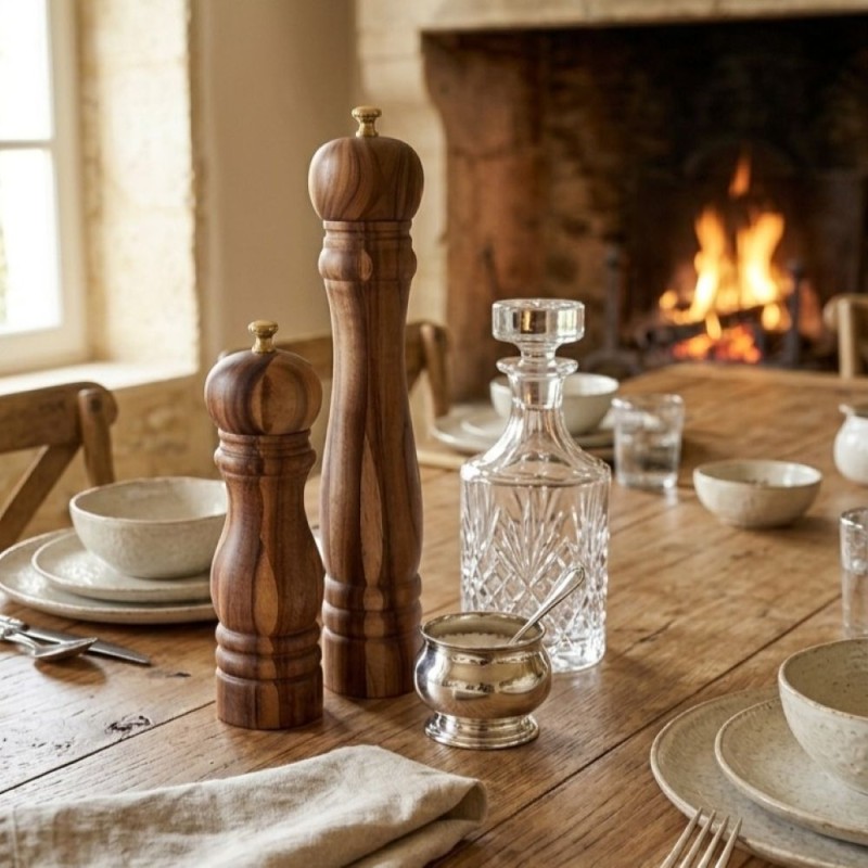 Macinapepe e Sale in Legno di Noce e Ottone | Lemoire Home